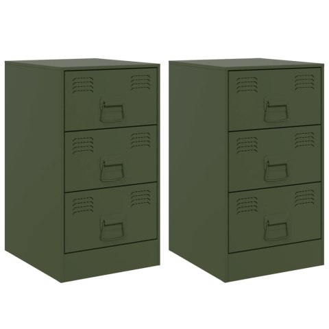 Szafki nocne, 2 szt., oliwkowa zieleń, 34,5x39x62 cm, stal Szafki nocne, 2 szt., oliwkowa zieleń, 34,5x39x62 cm, stal