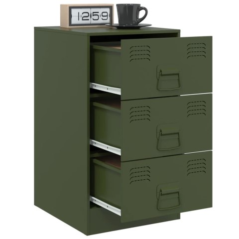 Szafki nocne, 2 szt., oliwkowa zieleń, 34,5x39x62 cm, stal Szafki nocne, 2 szt., oliwkowa zieleń, 34,5x39x62 cm, stal