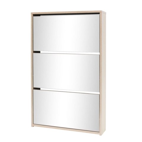 Szafka na buty z 3 półkami i lustrem, kolor dębu 63x17x102,5 cm Szafka na buty z 3 półkami i lustrem, kolor dębu 63x17x102,5 cm