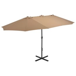 VidaXL Parasol ogrodowy na słupku aluminiowym, 460 x 270 cm, taupe