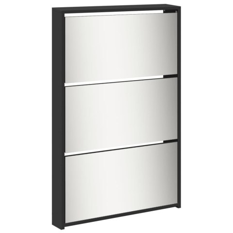 VidaXL Szafka na buty z lustrem, 5 poziomów, czarna, 63x17x169,5 cm VidaXL Szafka na buty z lustrem, 5 poziomów, czarna, 63x17x169,5 cm