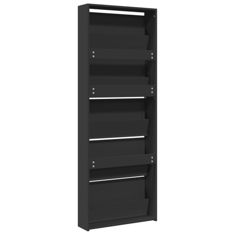 VidaXL Szafka na buty z lustrem, 5 poziomów, czarna, 63x17x169,5 cm VidaXL Szafka na buty z lustrem, 5 poziomów, czarna, 63x17x169,5 cm