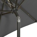 VidaXL Parasol z lampkami LED, antracytowy, 200x211 cm, aluminium