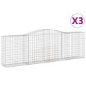 VidaXL Kosze gabionowe, 3 szt, 400x50x120/140 cm, galwanizowane żelazo