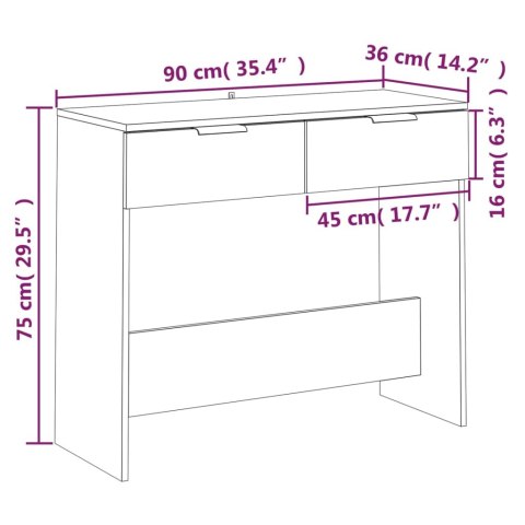 VidaXL Stolik konsolowy, biały, 90x36x75 cm, materiał drewnopochodny VidaXL Stolik konsolowy, biały, 90x36x75 cm, materiał drewnopochodny