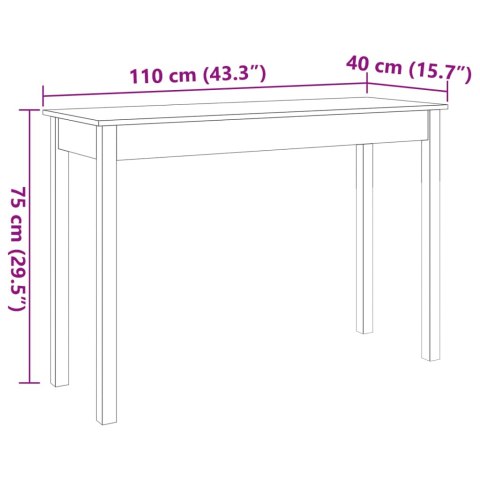 VidaXL Stolik konsolowy, woskowy brąz, 110x40x75 cm, drewno sosnowe VidaXL Stolik konsolowy, woskowy brąz, 110x40x75 cm, drewno sosnowe