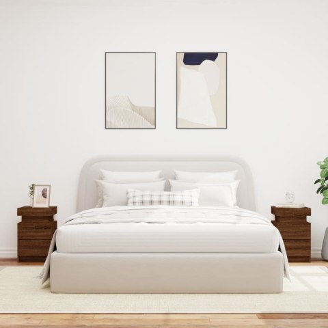 VidaXL Szafki nocne z LED, 2 szt., brązowy dąb, 35x39x55 cm VidaXL Szafki nocne z LED, 2 szt., brązowy dąb, 35x39x55 cm