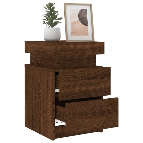 VidaXL Szafki nocne z LED, 2 szt., brązowy dąb, 35x39x55 cm VidaXL Szafki nocne z LED, 2 szt., brązowy dąb, 35x39x55 cm