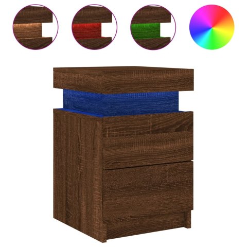 VidaXL Szafki nocne z LED, 2 szt., brązowy dąb, 35x39x55 cm VidaXL Szafki nocne z LED, 2 szt., brązowy dąb, 35x39x55 cm