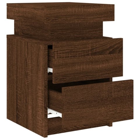 VidaXL Szafki nocne z LED, 2 szt., brązowy dąb, 35x39x55 cm VidaXL Szafki nocne z LED, 2 szt., brązowy dąb, 35x39x55 cm