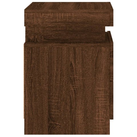 VidaXL Szafki nocne z LED, 2 szt., brązowy dąb, 35x39x55 cm VidaXL Szafki nocne z LED, 2 szt., brązowy dąb, 35x39x55 cm