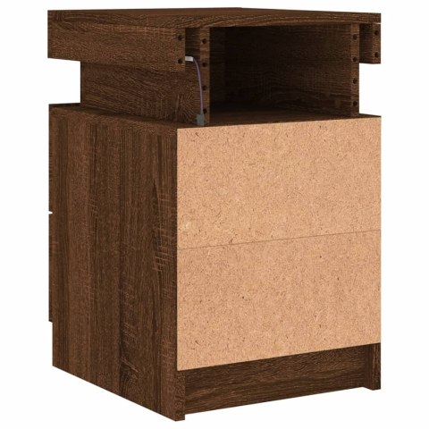 VidaXL Szafki nocne z LED, 2 szt., brązowy dąb, 35x39x55 cm VidaXL Szafki nocne z LED, 2 szt., brązowy dąb, 35x39x55 cm