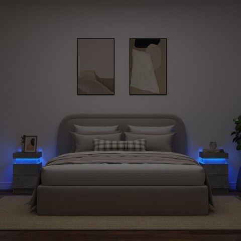VidaXL Szafki nocne z LED, 2 szt., szarość betonu, 35x39x55 cm VidaXL Szafki nocne z LED, 2 szt., szarość betonu, 35x39x55 cm