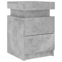 VidaXL Szafki nocne z LED, 2 szt., szarość betonu, 35x39x55 cm