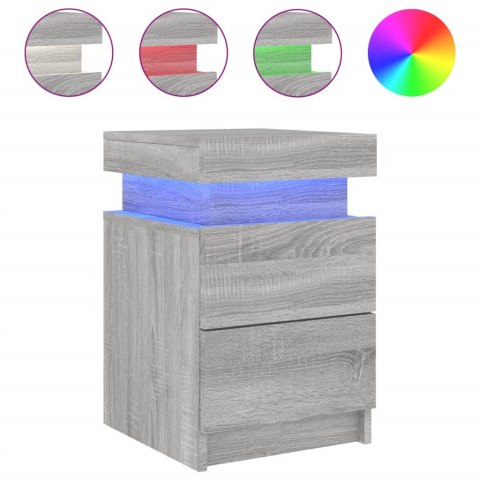 VidaXL Szafki nocne z LED, 2 szt., szary dąb sonoma, 35x39x55 cm VidaXL Szafki nocne z LED, 2 szt., szary dąb sonoma, 35x39x55 cm