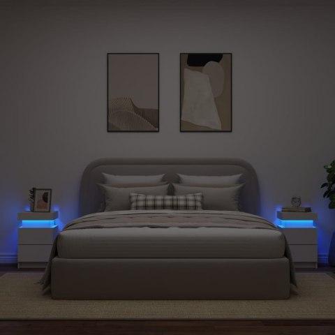 VidaXL Szafki nocne z oświetleniem LED, 2 szt., białe, 35x39x55 cm VidaXL Szafki nocne z oświetleniem LED, 2 szt., białe, 35x39x55 cm