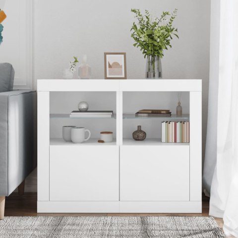 VidaXL Szafki z LED, 2 szt., białe, materiał drewnopochodny VidaXL Szafki z LED, 2 szt., białe, materiał drewnopochodny