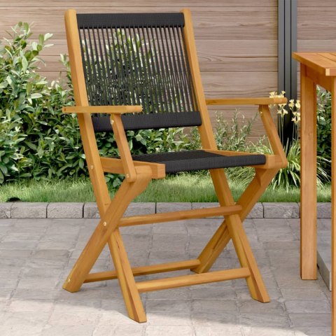 VidaXL Krzesła ogrodowe, 2 szt., czarne, akacja i polipropylen