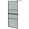 VidaXL Ścianka prysznicowa z półką, czarna, 80x195 cm, ESG i aluminium