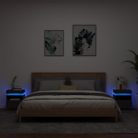 VidaXL Szafki nocne z oświetleniem LED, 2 szt., czarne, 40x39x48,5 cm