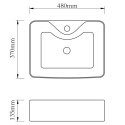 VidaXL Ceramiczna umywalka z otworem na kran, prostokątna, czarna