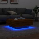 VidaXL Stolik kawowy z podświetleniem LED, brązowy dąb, 80x80x31 cm