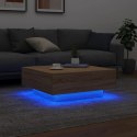 VidaXL Stolik kawowy z podświetleniem LED, dąb sonoma, 80x80x31 cm