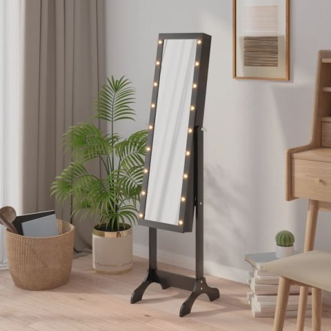 VidaXL Lustro stojące z LED, czarne, 34x37x146 cm