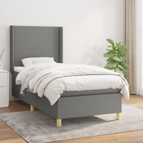 VidaXL Łóżko kontynentalne z materacem, ciemnoszara tkanina 80x200 cm