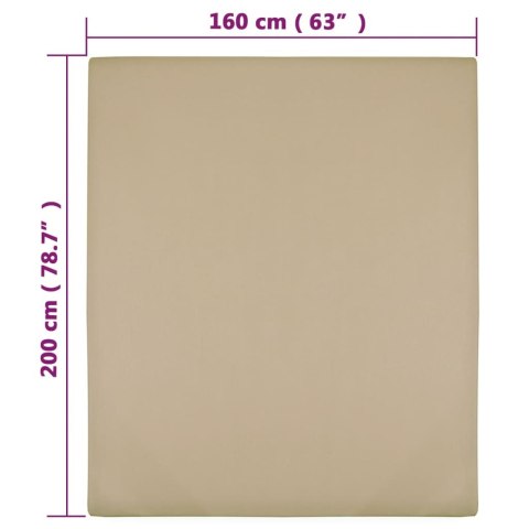 VidaXL Prześcieradło, taupe, 160x200 cm, dżersej bawełniany VidaXL Prześcieradło, taupe, 160x200 cm, dżersej bawełniany