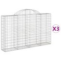 VidaXL Kosze gabionowe, 3 szt, 200x30x120/140 cm, galwanizowane żelazo