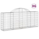 VidaXL Kosze gabionowe, 6 szt, 200x30x80/100 cm, galwanizowane żelazo