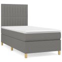 VidaXL Łóżko kontynentalne z materacem, ciemnoszara tkanina 90x200 cm
