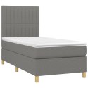 VidaXL Łóżko kontynentalne z materacem, ciemnoszara tkanina 90x200 cm