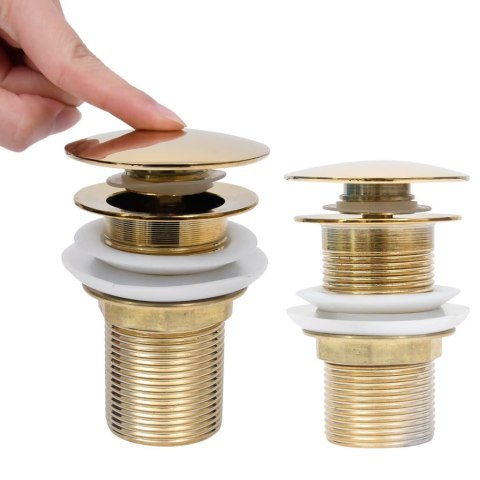 VidaXL Korek klik-klak bez funkcji przelewu, złoty, 6,4x6,4x9,1 cm VidaXL Korek klik-klak bez funkcji przelewu, złoty, 6,4x6,4x9,1 cm