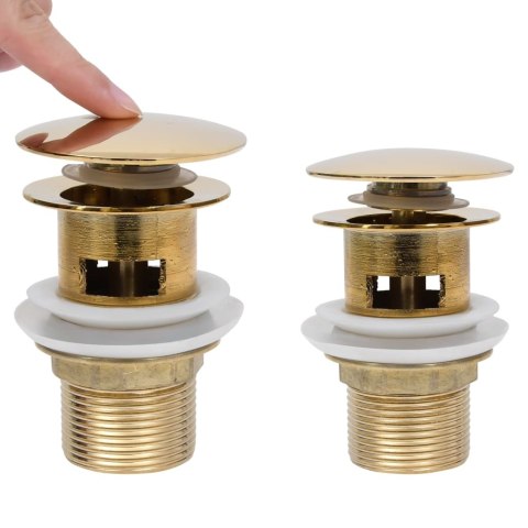 VidaXL Korek klik-klak z funkcją przelewu, złoty, 6,4x6,4x9,1 cm VidaXL Korek klik-klak z funkcją przelewu, złoty, 6,4x6,4x9,1 cm