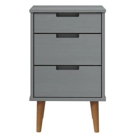 VidaXL Szafka nocna MOLDE, szara, 40x35x65 cm, lite drewno sosnowe VidaXL Szafka nocna MOLDE, szara, 40x35x65 cm, lite drewno sosnowe