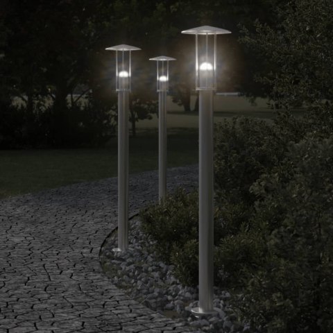 VidaXL Lampa ogrodowa na słupku, srebrna, 100 cm, stal nierdzewna