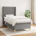 VidaXL Łóżko kontynentalne z materacem, ciemnoszara tkanina 90x200 cm