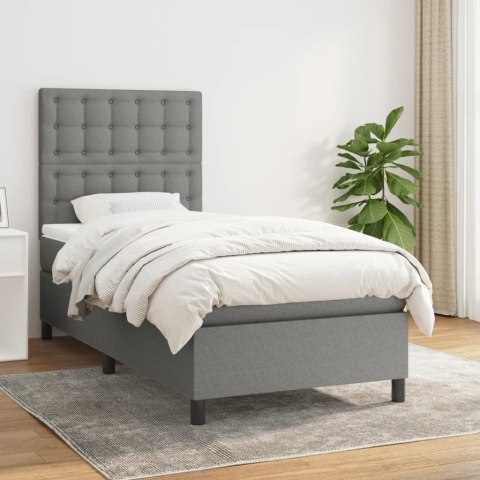 VidaXL Łóżko kontynentalne z materacem, ciemnoszara tkanina 80x200 cm