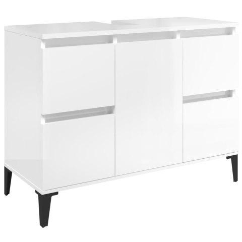 VidaXL Szafka pod umywalkę, biała, wysoki połysk, 80x33x60 cm VidaXL Szafka pod umywalkę, biała, wysoki połysk, 80x33x60 cm