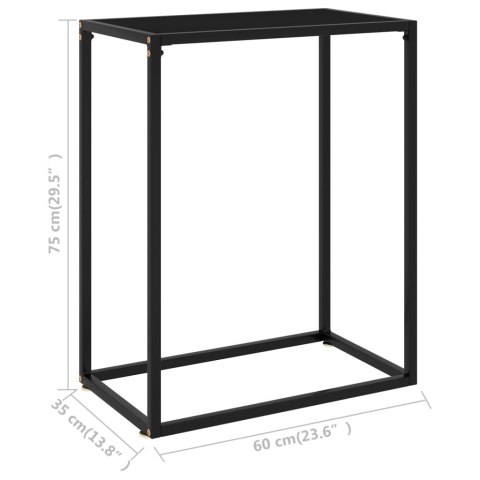 VidaXL Stolik konsolowy, czarny, 60x35x75 cm, szkło hartowane VidaXL Stolik konsolowy, czarny, 60x35x75 cm, szkło hartowane