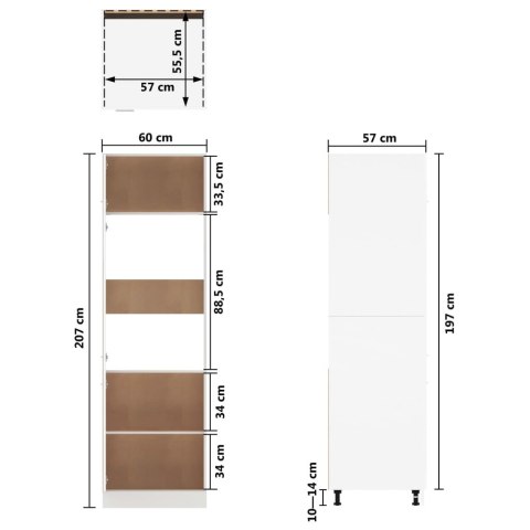 VidaXL Szafka na lodówkę, biała, 60x57x207 cm, materiał drewnopochodny VidaXL Szafka na lodówkę, biała, 60x57x207 cm, materiał drewnopochodny