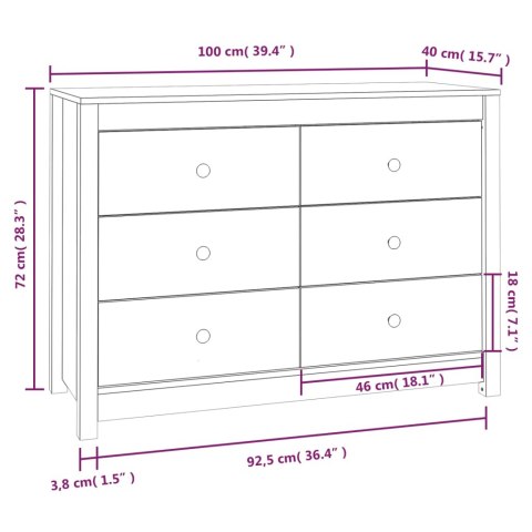 VidaXL Komoda, biały, 100x40x72 cm, lite drewno sosnowe VidaXL Komoda, biały, 100x40x72 cm, lite drewno sosnowe