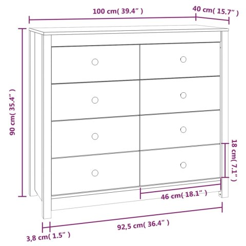 VidaXL Komoda,biały, 100x40x90 cm, lite drewno sosnowe VidaXL Komoda,biały, 100x40x90 cm, lite drewno sosnowe