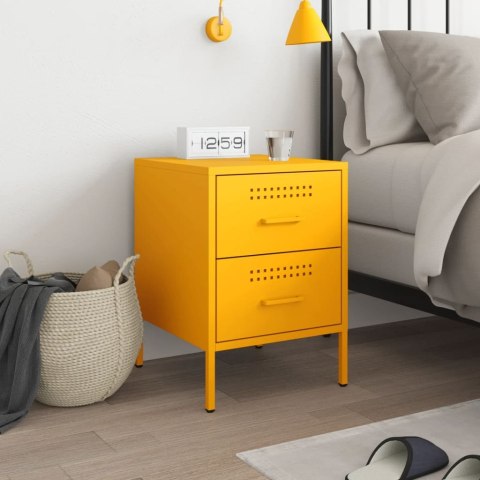 VidaXL Szafka nocna, musztardowa, 36x39x50,5 cm, stal VidaXL Szafka nocna, musztardowa, 36x39x50,5 cm, stal