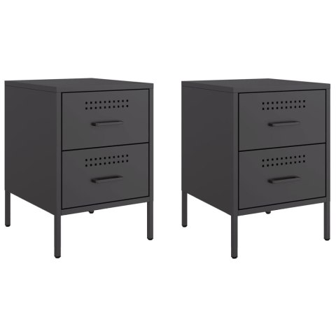 VidaXL Szafki nocne, 2 szt., czarne, 36x39x50,5 cm, stal VidaXL Szafki nocne, 2 szt., czarne, 36x39x50,5 cm, stal