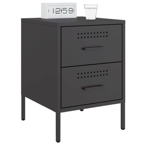 VidaXL Szafki nocne, 2 szt., czarne, 36x39x50,5 cm, stal VidaXL Szafki nocne, 2 szt., czarne, 36x39x50,5 cm, stal