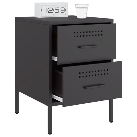 VidaXL Szafki nocne, 2 szt., czarne, 36x39x50,5 cm, stal VidaXL Szafki nocne, 2 szt., czarne, 36x39x50,5 cm, stal