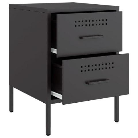 VidaXL Szafki nocne, 2 szt., czarne, 36x39x50,5 cm, stal VidaXL Szafki nocne, 2 szt., czarne, 36x39x50,5 cm, stal